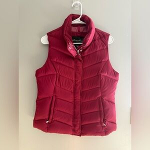 Eddie Bauer Goose Down Puffer Vest Womens SZ M 550 Fill Power Raspberry Pink